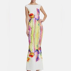 Chiara Boni La Petite Robe Purity Jersey Print Sleeveless Mermaid Gown S/ 40